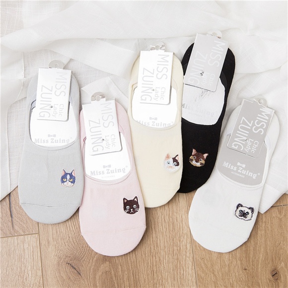 5 Pairs Womens Low Cut Cat Print Animal socks - Picture 2 of 8